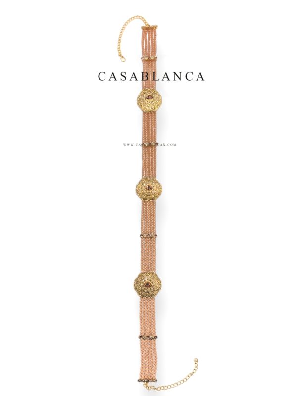 Golden Salmon Champagne Beaded Belt - Katya - Image 3