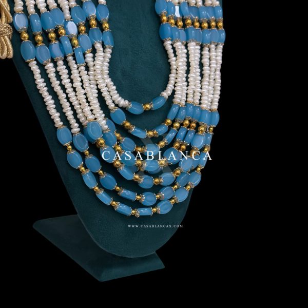 Blauwe Jawhar Blauwe Kralen Ketting Set - Zoulia - immagine 2