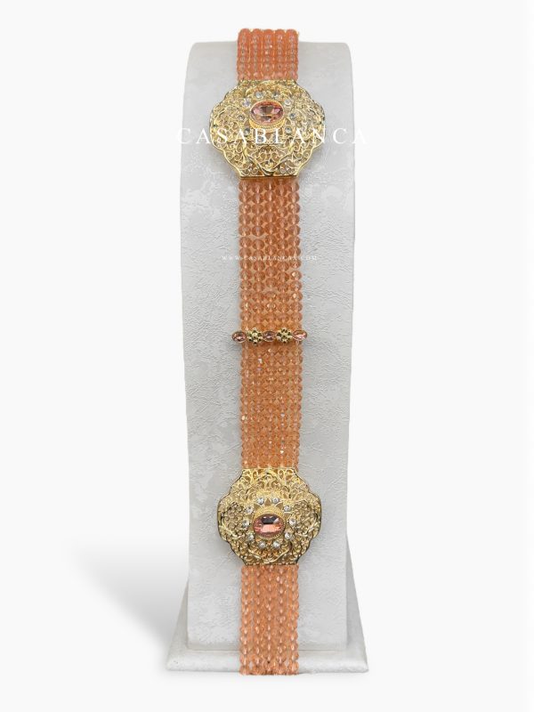 Golden Salmon Champagne Beaded Belt - Katya