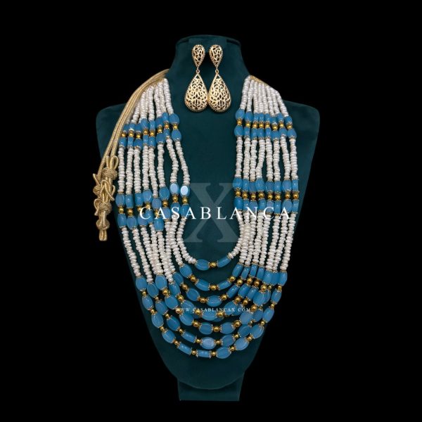 Blauwe Jawhar Blauwe Kralen Ketting Set - Zoulia