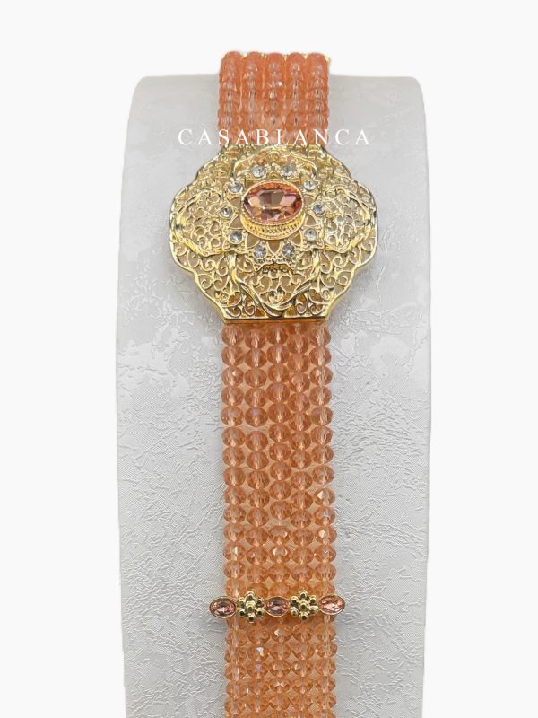 Golden Salmon Champagne Beaded Belt - Katya - Image 2